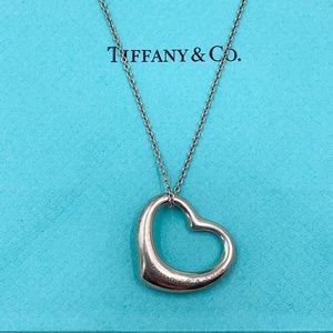 Authentic Tiffany & Co 925 Silver Elsa Peretti Large (27mm) Open Heart Necklace
